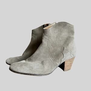 Isabel Marant Dicker Suede Ankle Boots Booties Size 36 Tan Western